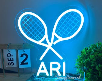 テニス ファイヤーボール ラケット ネオンサイン、テニス バーニング