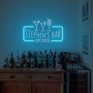 Personalized Bar Sign, Home Bar Decor,  Man Cave Decor, Custom Bar Sign, Beer Lover Gift, Pub Basement Sign With Light, Gift for him