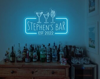 Personalized Bar Sign, Home Bar Decor,  Man Cave Decor, Custom Bar Sign, Beer Lover Gift, Pub Basement Sign With Light, Gift for him