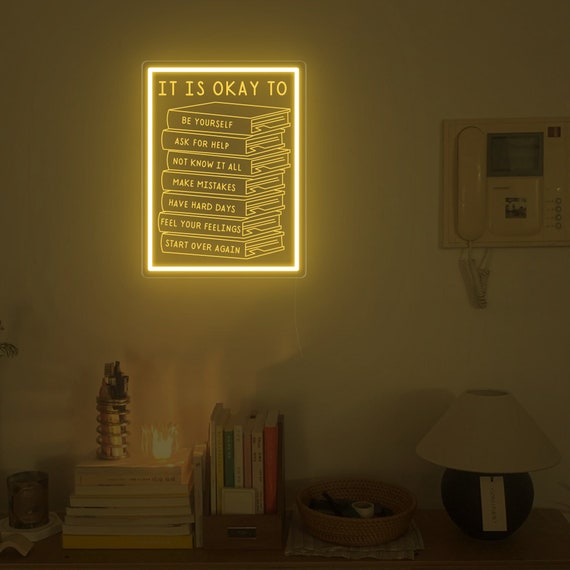 It's Okay to Not be Okay led neon sign, Educational Wall art, Playroom Wall sign, Motivational Kids neon, Mental Health design for bedroom