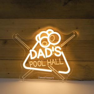Custom Pool Hall With Name Neon Sign, Personalized Billiards Led Light, Billiards Club Wall Decor, Sign For Game Room, Father&#39;s Day Gift