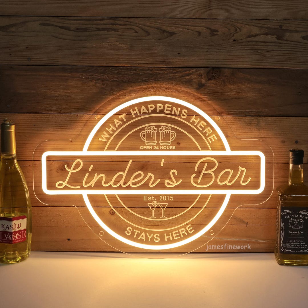 Custom Bar Led Wall Sign Neon, Personalised Home Bar Party Decor, Beer ...