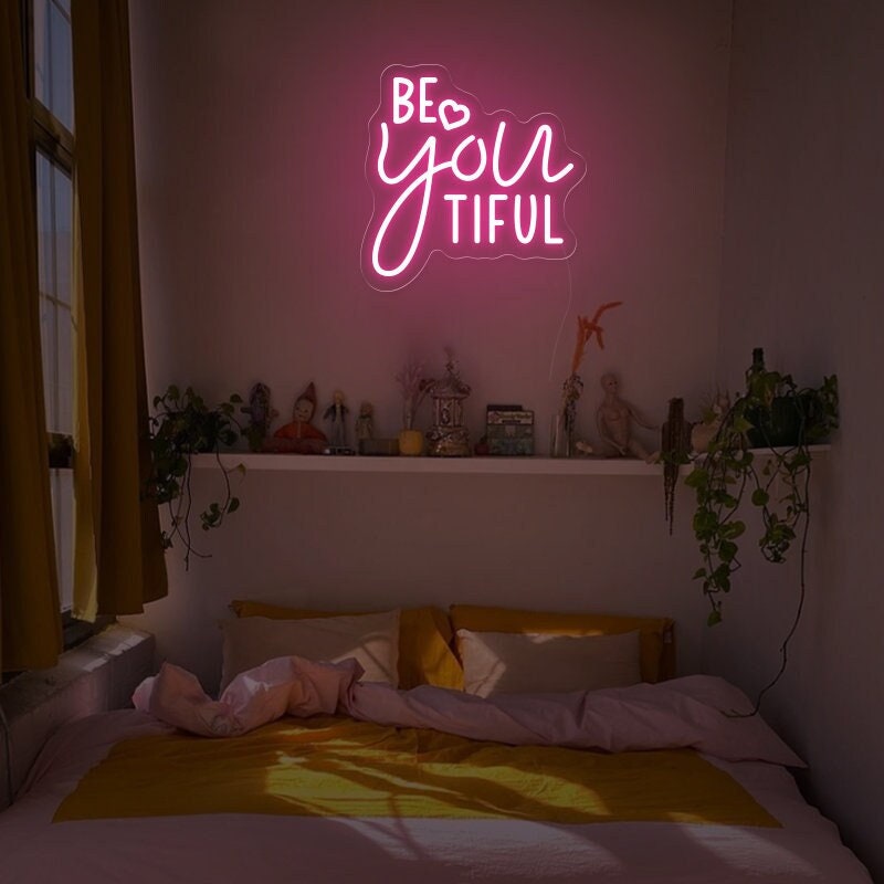 Be You Tiful led neon sign, MakeUp Room Decor,  Minimalist Neon Lights, Glamorous Wall Art, Fashion Wall Decor, Gift for girlfriend