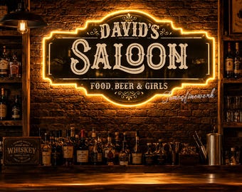 Custom salon bar spiegel neonreclame, gepersonaliseerde naam led-spiegelbord met gloed, salon bar bord, Old West saloon decor