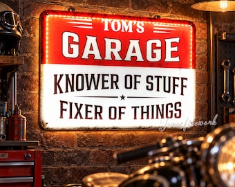 Custom Garage Lightbox Sign, Garage, Workshop Led Light Up Sign, Personalized Man Cave Decor, Custom Garage Sign