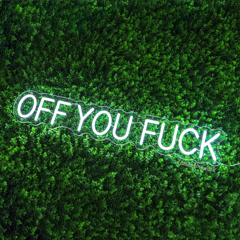 Off You Fuck neon sign, Entryway wall art, Novelty neon light, Funny Quote Wall Sign, housewarming gift, quirky home interior decor image 1
