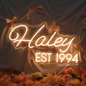 Custom Name Wedding Neon Sign, Last Name With Est Sign, Custom Christmas Gift, Home Dorm Room Neon, Kids Room Wall Art, Wedding Wall Sign