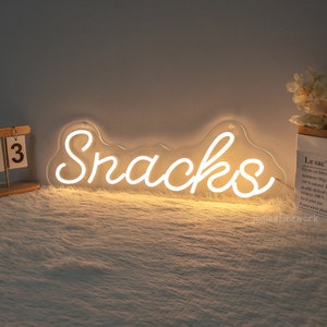 Neonowe znaki przekąsek, Znaki LED przekąsek, Światła LED na ścianę przekąsek, Światła LED przekąsek, Do dekoracji sklepu Gourmet, wystrój żywności, znak świetlny sklepu