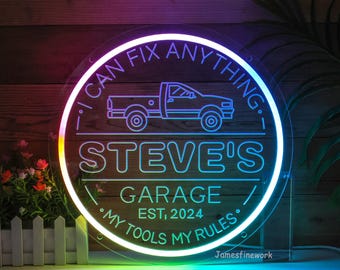 Aangepaste RGB garage neonreclame, aangepaste Rainbow Workshop neon, neonreclame man Cave, garage bord voor mannen vader cadeau, vaderdagcadeau, cadeaus voor hem
