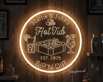 Gepersonaliseerde neonreclame hottub, decoratie hottub, jacuzziborden, neonreclame zwembad op maat, bord meer, bord hot tub, op maat gemaakt bord hottub, decor hottubverlichting
