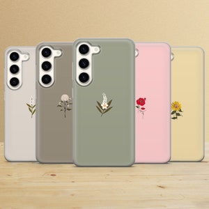 Minimalism Phone Case Blooms Cover for Samsung Galaxy S24Ultra, S23FE, S22, A15, A35, A54, A55, A05s, iPhone 17, 15, 14, 13 Pixel 10, 7A, 6A