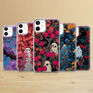 Spooky Ghost & Cherries Phone Case: Matte TPU Cover