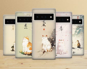 Cat Phone Case, Japanese Watercolor Cover for iPhone 14, Samsung S26, Pixel 10a