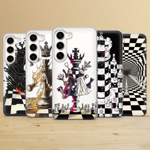Custodia per telefono con scacchiera The King Cover per Samsung Galaxy S25Ultra, S24, S23, A16, A15, A56, iPhone 15, 14, 13, Google Pixel 8A, 7Pro, 6
