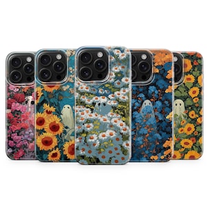 Ghost Phone Case: Spooky Floral Design, Soft TPU Cover
