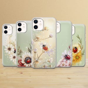 Ladybug Phone Case: Daisy Flower Cover, Soft TPU Gel