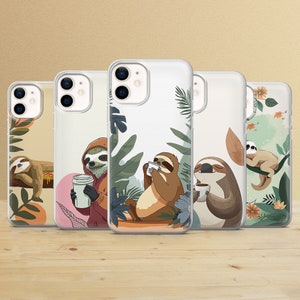 Sloth Coffee Phone Case Relaxed Design Cover for iPhone 17e, Samsung S26, Pixel 10a