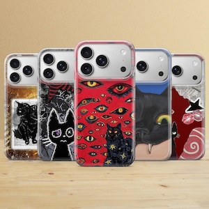 Coque de téléphone Emo Cat, style grunge sombre, pour iPhone 15, Samsung S26 Ultra et Pixel 10