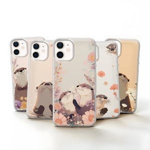 Custodia per telefono con lontre carine, modello Mammifero, per iPhone 16Pro, 15, 14, 13, 12, Samsung S25Ultra, S24Fe, S23, S21, A55, A54, A15, A35 Pixel 9, 7