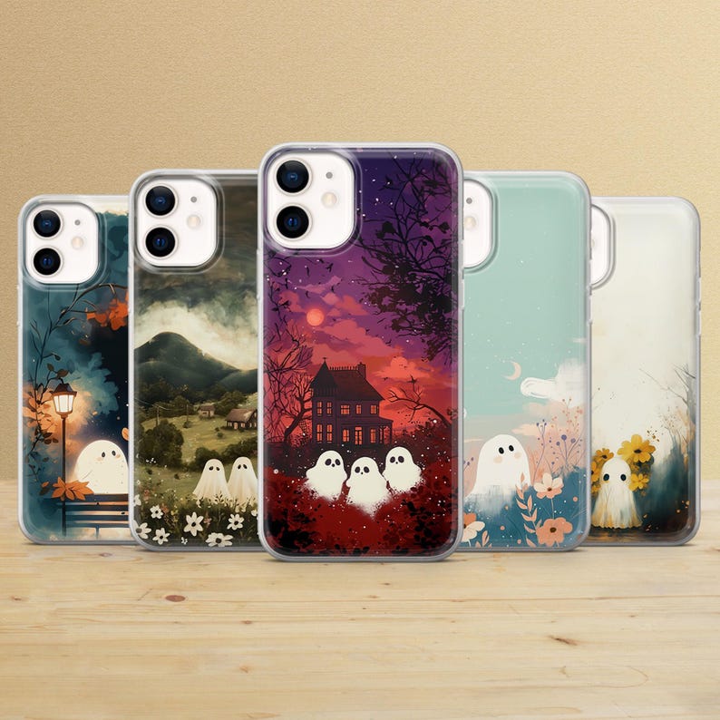 Cute Ghost Phone Case, Spooky Cottagecore Cover for iPhone 17, Samsung A57, Pixel 9a image 1