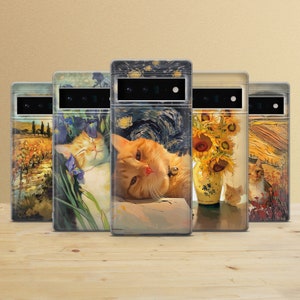 Célèbre coque d'art pour téléphone portable orange chat pour Google Pixel 9a, 8Pro, 8Pro, 7A, 6A, Samsung Galaxy S25, S24, A15, A54, iPhone 16, 15Pro 13, 12