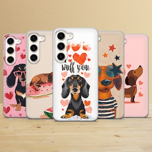 Coque teckel Weiner Dog Cover pour Samsung Galaxy S25Ultra, S24Fe, S23, A16, A15, A56, A26, A34, iPhone 16e, 15, 14, 13, Pixel 9