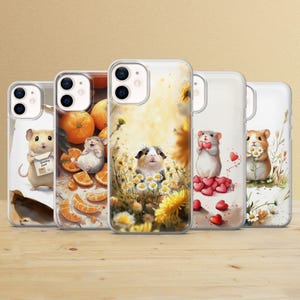 Cute Hamster Phone Case Rodent Cover for iPhone 17Pro, 15, 14, 13, 12, Samsung S25Ultra, S24Fe, S23, S21, A55, A54, A15, A35 Pixel 10 Pro 8A