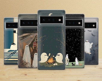 Vintage Ghost Phone Case Mountain Cover for Google Pixel 9a, 8Pro, 8Pro, 7A, 6A, Samsung S25, S24, A15, A55, A54, A35, iPhone 16Pro, 15, 13