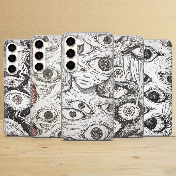 Eyeball Gore Phone Case Gothic Eyes Cover for Samsung S24Ultra, S23, S22, A15, A14, A54, A53, iPhone 15, 14, 13, 12, Pixel 8, 7Pro, 6Pro