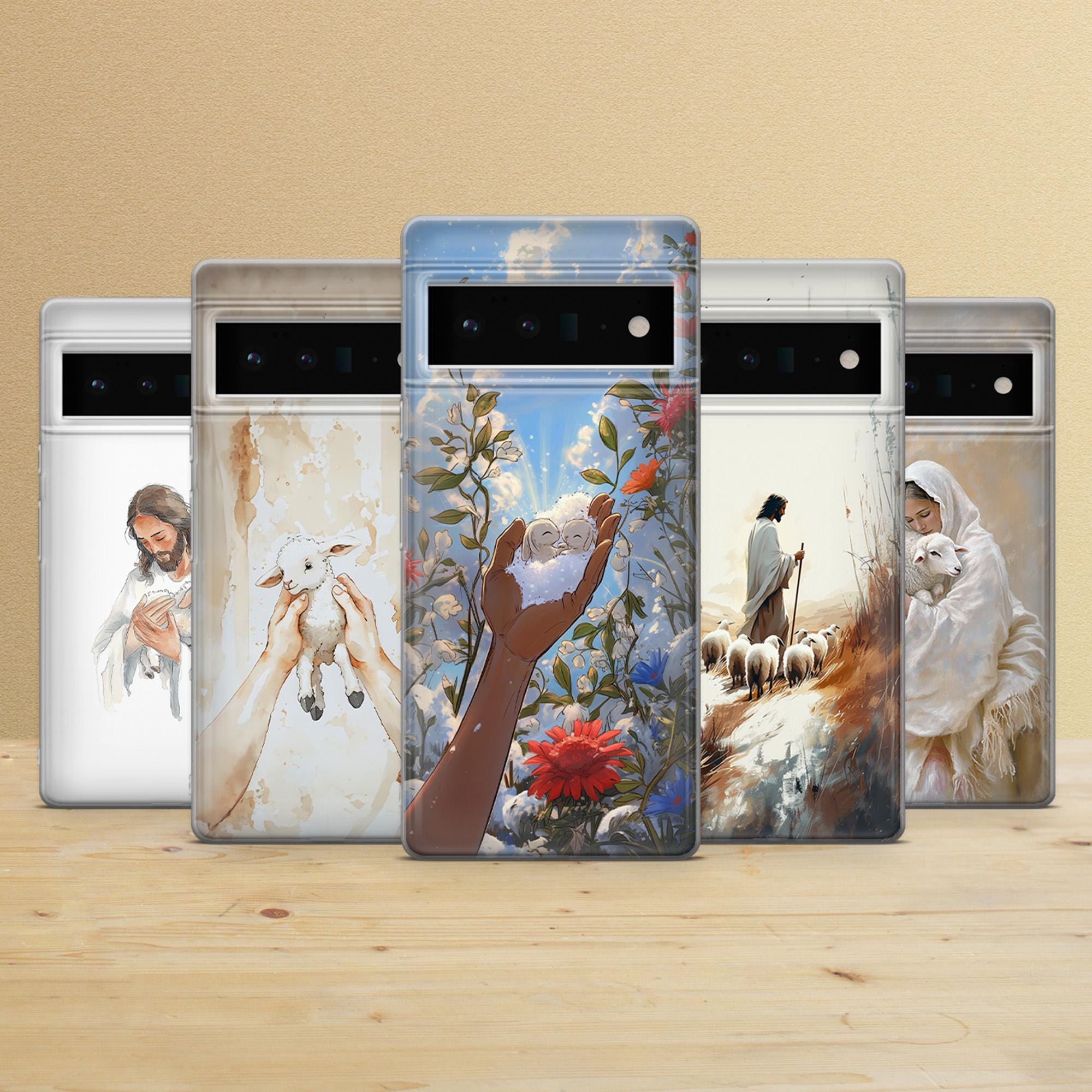 Cute Sheep Phone Case Jesus Cover for Google Pixel 9aPro XL, 8A, 8Pro, 6A, Samsung S25, S24, A15, A55, A35, iPhone 16Pro, 15, 15, 13, 12, 11