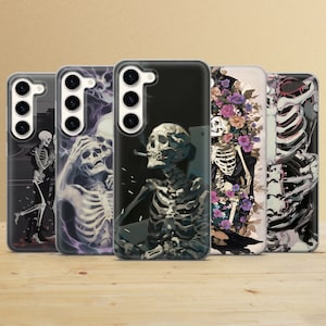 Custodia per telefono con motivo teschio gotico, per Samsung Galaxy S25Ultra, S24Fe, S23, A16, A15, A56, A26, A34, iPhone 16e, 15, 14, Pixel 9a, 7A