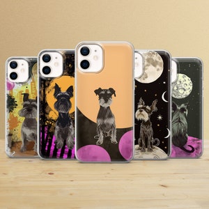 Custodia per telefono Schnauzer carina Custodia per amanti dei cani per iPhone 16Pro, 15, 14, 13, 12, Samsung S25Ultra, S24, S23, A54, A53, A15 Pixel 9, 7a, 6Pro