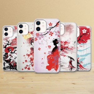 Geisha Phone Case Japanese Art Cover for iPhone 17Pro, 15, 14, 13, 12, Samsung S25Ultra, S24Fe, S23, S21, A55, A54, A15, A35 Pixel 10, 7a, 6