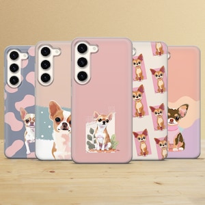 Custodia per telefono Chihuahua carina per Samsung Galaxy S25Ultra, S24FE, S23, A16, A35, A56, A55, iPhone 16e, 15, 14, 13 Pixel 9a, 7A