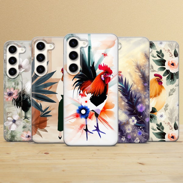 Farm Hen Phone Case Flowers Chicken Cover for Samsung Galaxy S24Ultra, S23, S22, A15, A14, A54, A53, iPhone 15, 14, 13, 12, Pixel 8, 8Pro