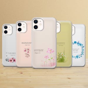 Funda para teléfono con versículos de la Biblia y salmos para iPhone 16Pro, 15, 14, 13, 12, Samsung S25Ultra, S24Fe, S23, S21, A55, A54, A15, A35 Pixel 9 Pro