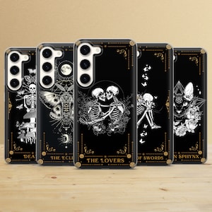 Capa de telefone de cartas de tarô Witchy Goth para Samsung Galaxy S25Ultra, S24, S23, A16, A15, A56, iPhone 16e, 15, 14, 13, Pixel 9a, 8Pro, 6A