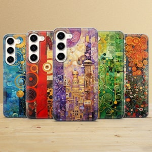 Custodia per telefono Gustav Klimt con motivo per Samsung Galaxy S25Ultra, S24FE, S23, A16, A35, A56, A55, iPhone 16e, 15, 14, 13 Pixel 9a, 7A