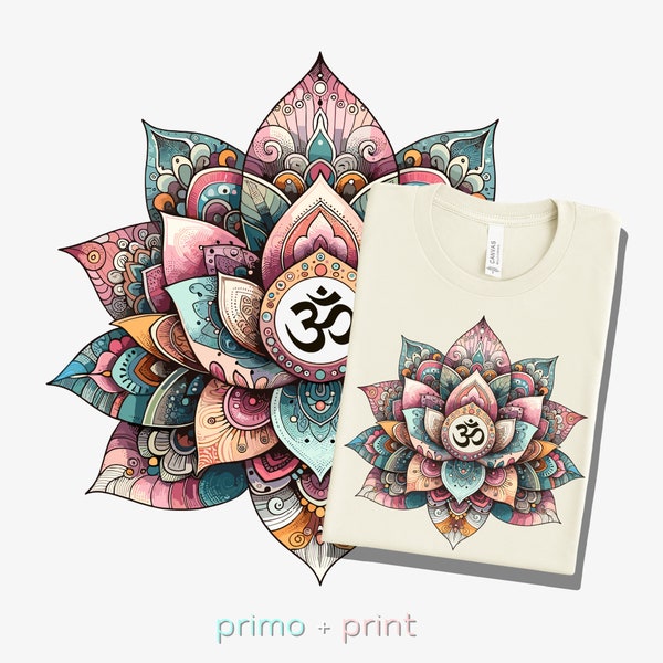 Om Mandala Lotus Flower shirt Perfect Yoga Enthusiast Apparel, Spiritual Awakening Cotton T-Shirt, Unique Yoga Gift Idea