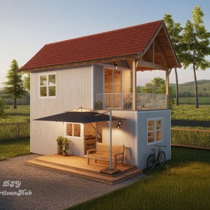 12x26 Tiny Home Plans - 312SF Tiny House Blueprints - Architectural Floor Plans - Small House Plans - 1 Bed Modern Tiny Home - ADU Plans