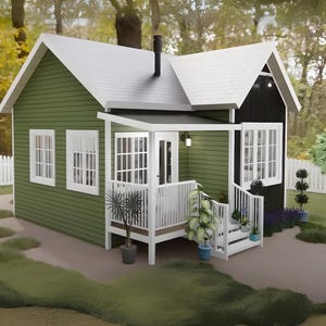 22x20 Tiny House Plans - Construction Architectural Plans - 440 SF Tiny Home - Small House Plans - 1 Bed Tiny House - Cabin Plans - ADU Plan