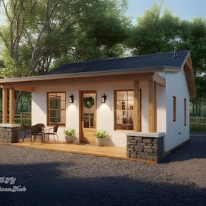 23 x 28 Tiny Home-plattegronden - 312SF Tiny House-blauwdrukken - Architecturale plattegronden - Small House-plattegronden - Tiny Home 1 bed - ADU-plannen