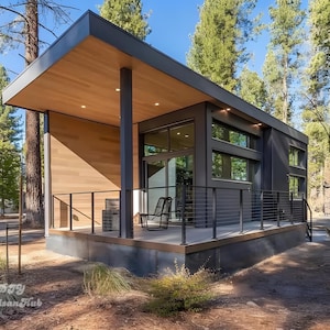 378 SF Tiny House Plans - Construction Architectural Plans - 27x14 Tiny Home with Loft - Small House Plans - 1 Bed Tiny House - ADU Plans