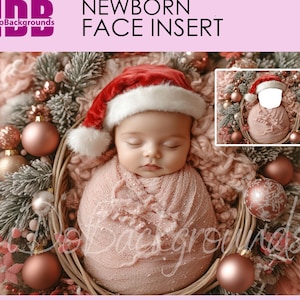 Christmas Newborn digital backdrop Face insert, Baby background, Baby red Christmas PNG Newborn Photography Add face Digital Prop Composite