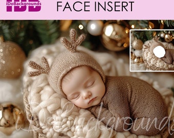 Christmas Newborn digital backdrop Face insert, Baby background, Baby red Christmas PNG Newborn Photography Add face Digital Prop Composite