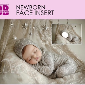Newborn digital backdrop PNG Face insert Newborn minimal diamond elegance Photography, Add baby face Digital Photo Prop Composite Girl & Boy
