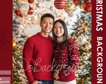 Christmas digital backdrop for Family and Portrait Christmas photography background, Holiday Photoshop Composite, Mom and me, Studio Digital