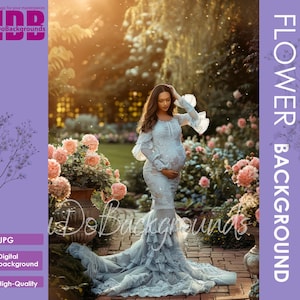 Flowers Garden backdrop for Maternity or wedding and Portrait photography background, Photoshop Composite, Elegant Composite background