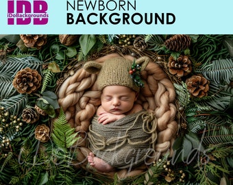Newborn Nest Digital Backdrop, Forest Greenery (Digital Download)
