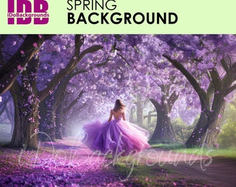 Purple Spring Flowers Digital Backdrop, Photography Composite (JPG)